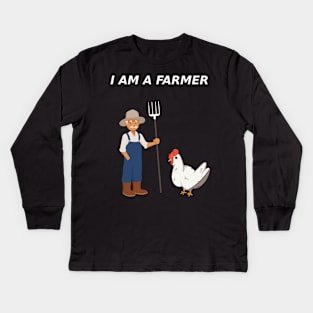 I am a real farmer Kids Long Sleeve T-Shirt